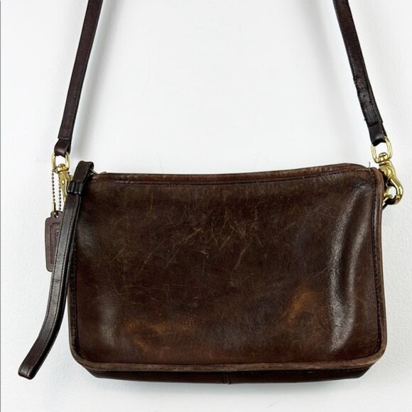 RARE Original NYC USA Vintage Coach Mahogany Leather Basic Crossbody Bag - Picture 1 of 16